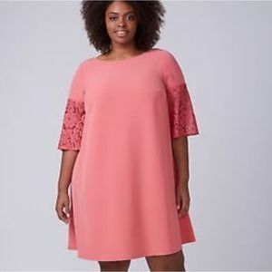 Lane Bryant Slate Rose Lace Sleeve Swing Dress
